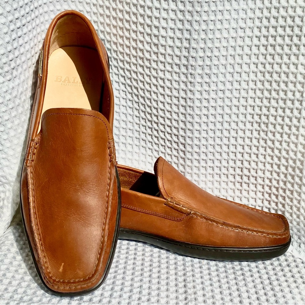 Bally Brown Leather Loafers Moccasin-Style Slip-Ons